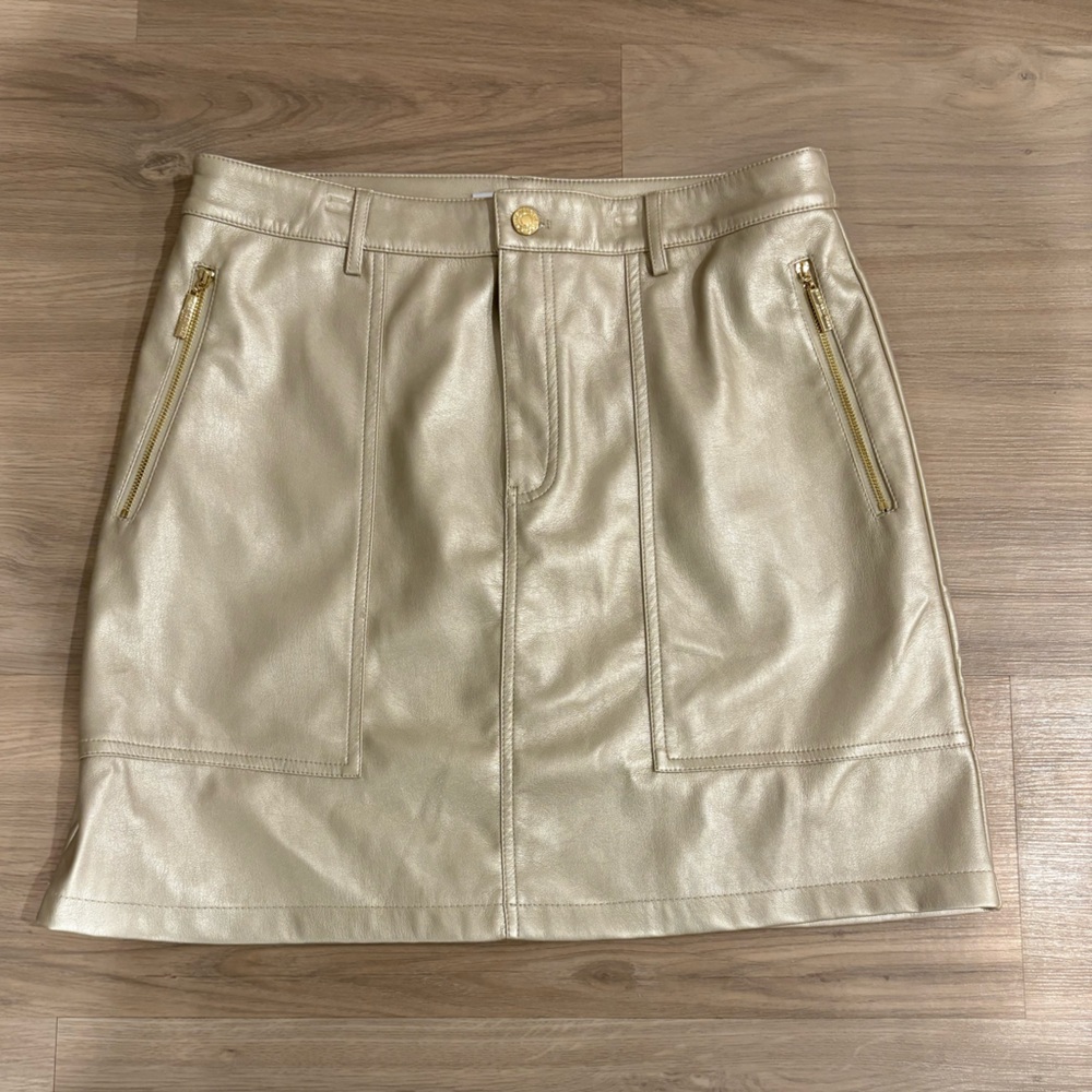 Marc New York Leather Skirt with Gold Accents